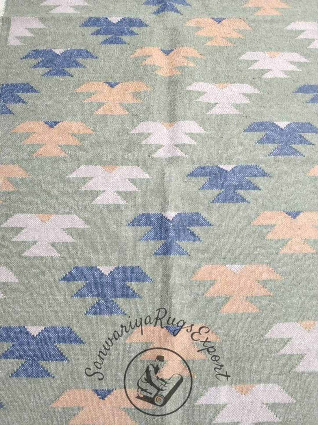 Kilim Rug Handwoven Wool and Jute Rug Handmade | Traditional Indian Dhurrie Area Carpet