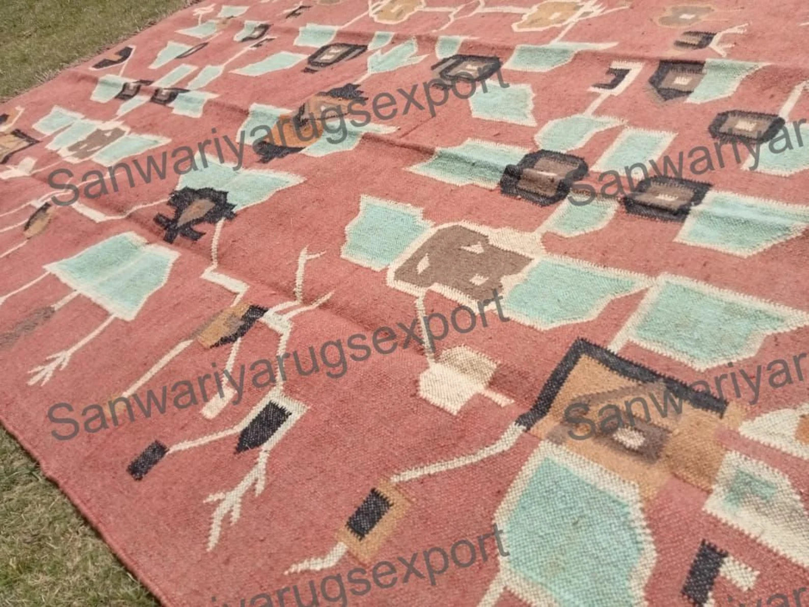 Handmade KILIM Rug, Multicolor; Jute Rug; Kilim Dhurrie; Traditional Indian; Chic, Victorian, Hipster; Custom Sizes FREE SHIPPING