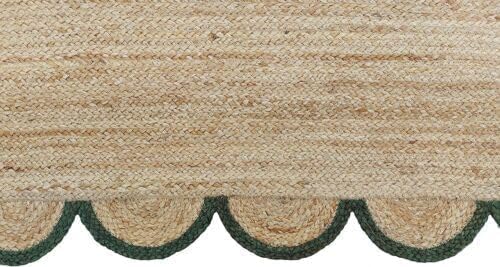Handwoven Jute Rug – Scalloped Edge Rectangular Braided Decorative Rug