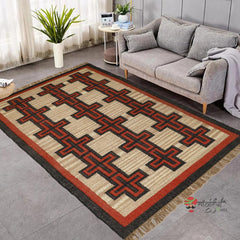 Handmade Kilim Rug  Handwoven Wool and Jute Rug Handmade Kilim Dhurrie Rug Motifs Oriental,Treditional