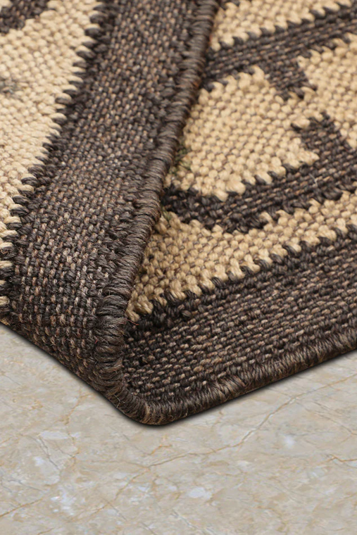 Handwoven Rajasthani Wool Jute Kilim Rug – Tribal Animal Motif Carpet in Rust Red, Mustard & Indigo 8X10 FEET