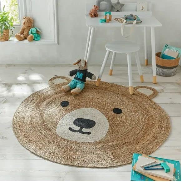 Teddy Bear Pattern Braided Round Area Rug: Perfect for Kids' Rooms and More