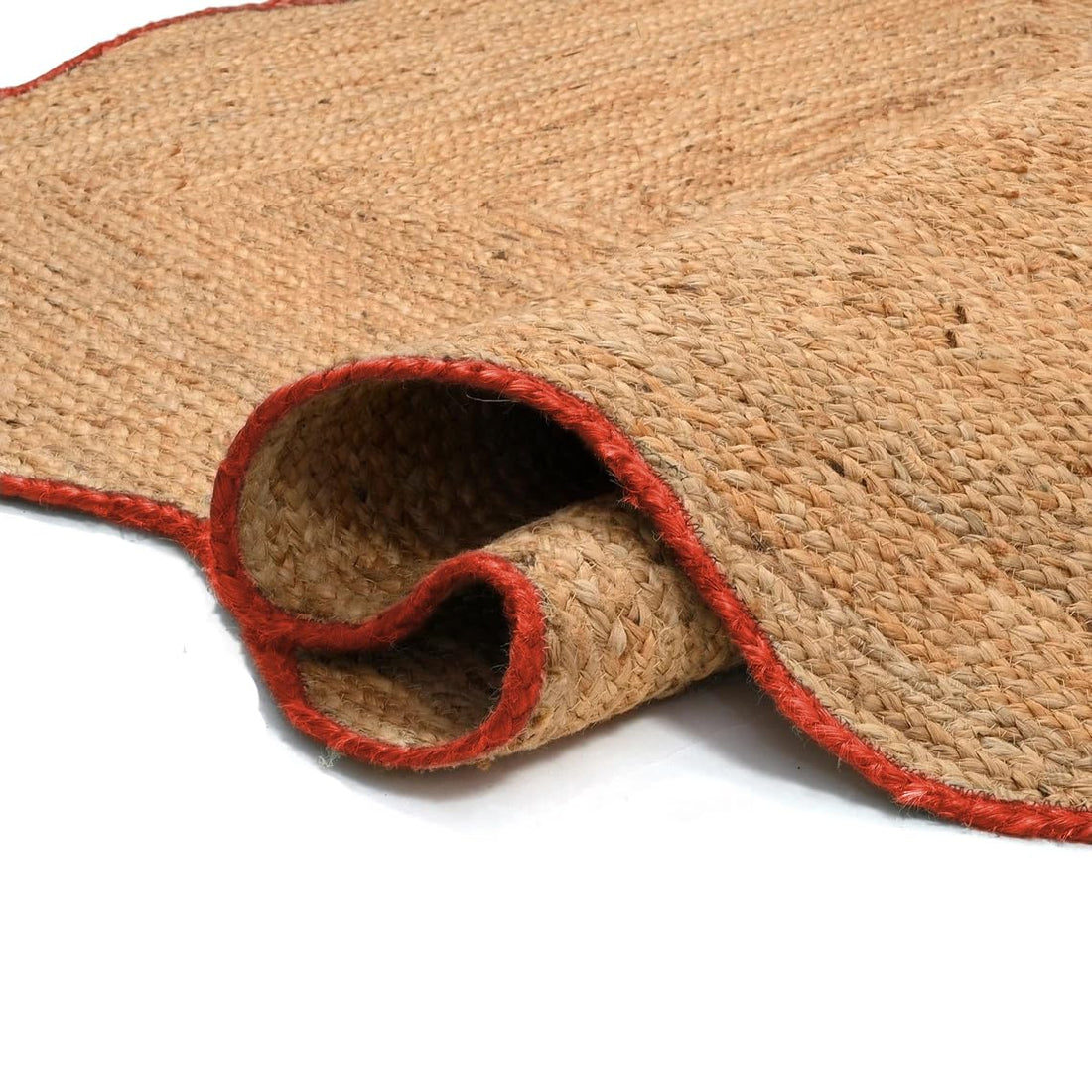 Handwoven Jute Wave Scalloped Rug, Bohemian Decorative Rug, Custom Rug, Durable Area Rug