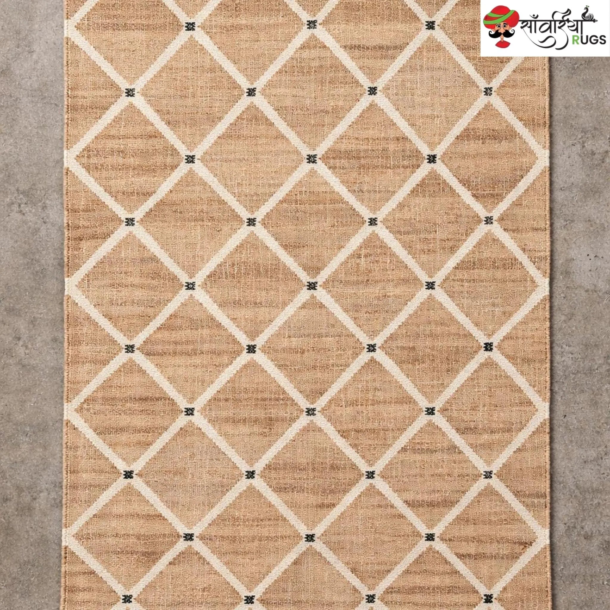 Handmade Earth Tone Jute Cotton Boho Rug