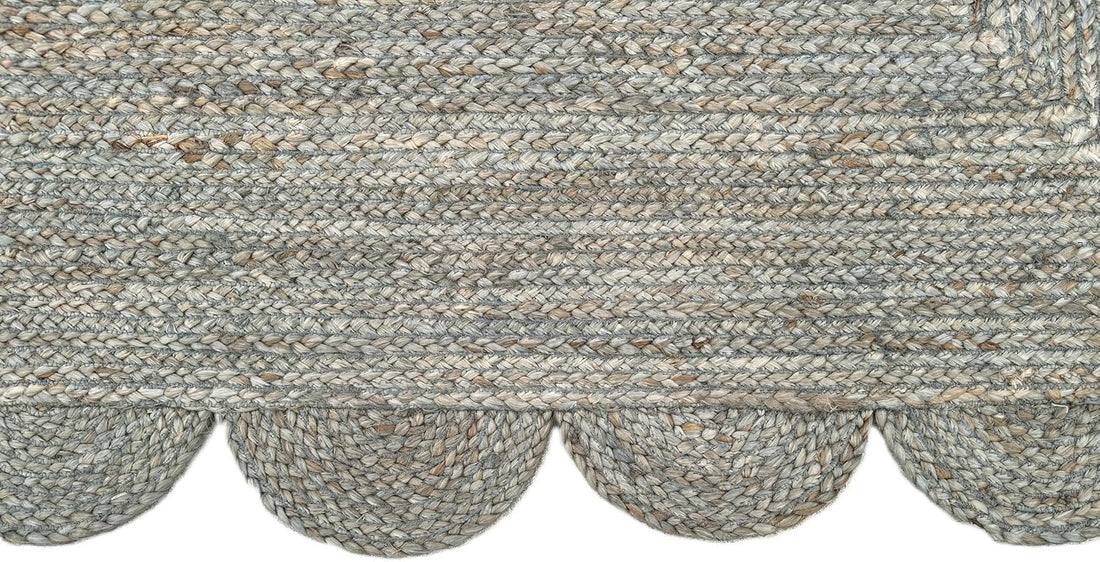 Handmade Scalloped Jute Braided Area Rug – Boho Coastal Home Decor