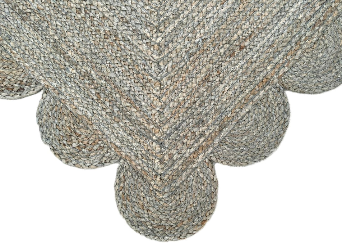 Handmade Scalloped Jute Braided Area Rug – Boho Coastal Home Decor