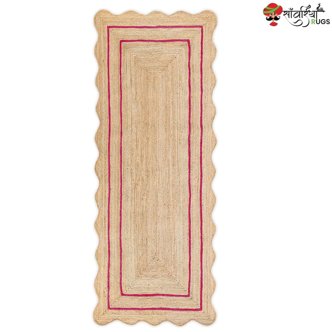 Wave Scalloped Natural Jute Runner – Multicolor