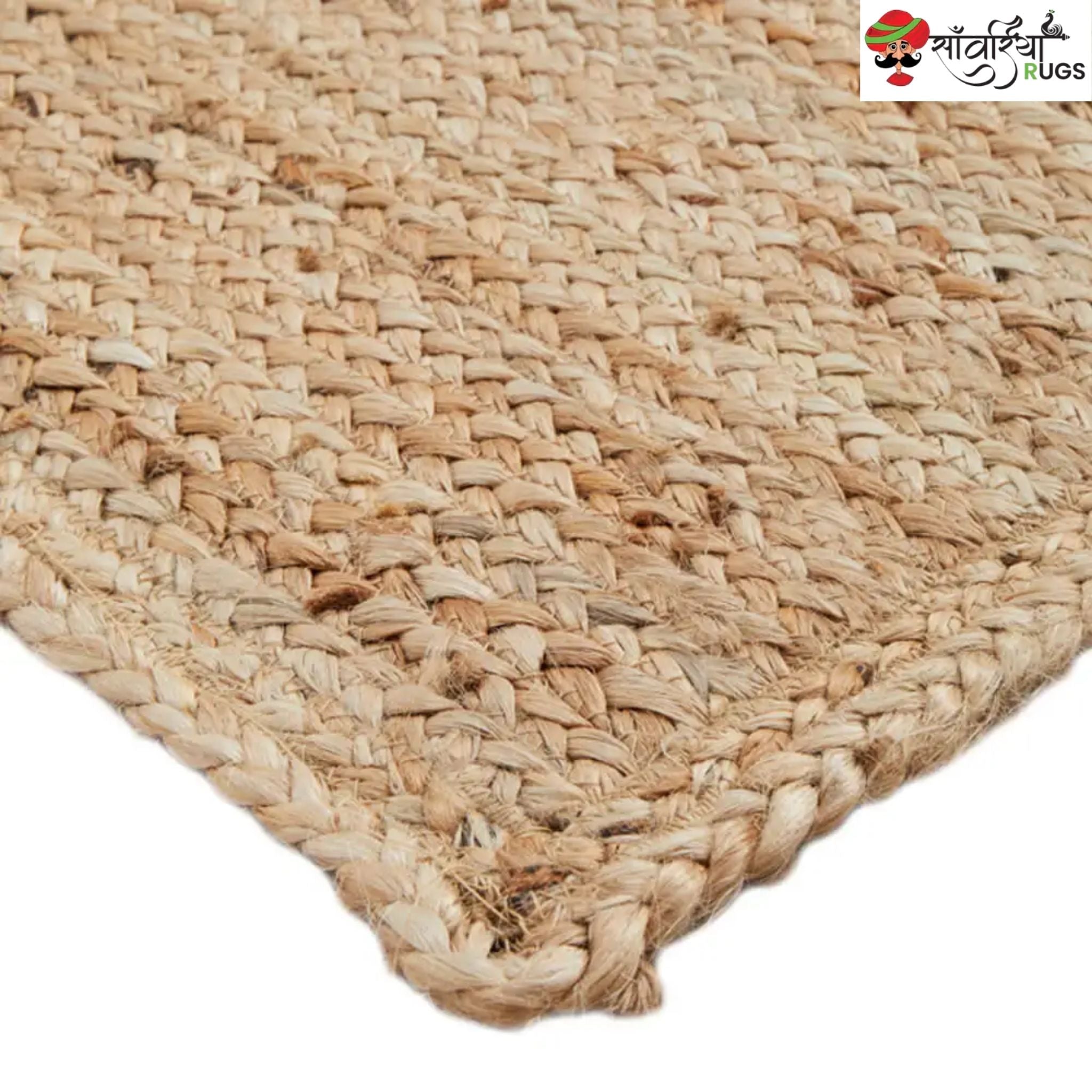 Multicolor Braided Jute Area Rug – Handmade Natural Fiber Carpet