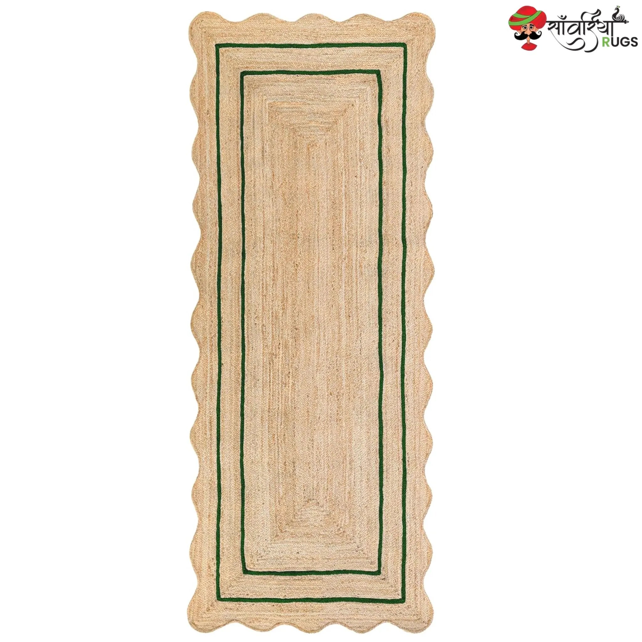 Wave Scalloped Natural Jute Runner – Multicolor