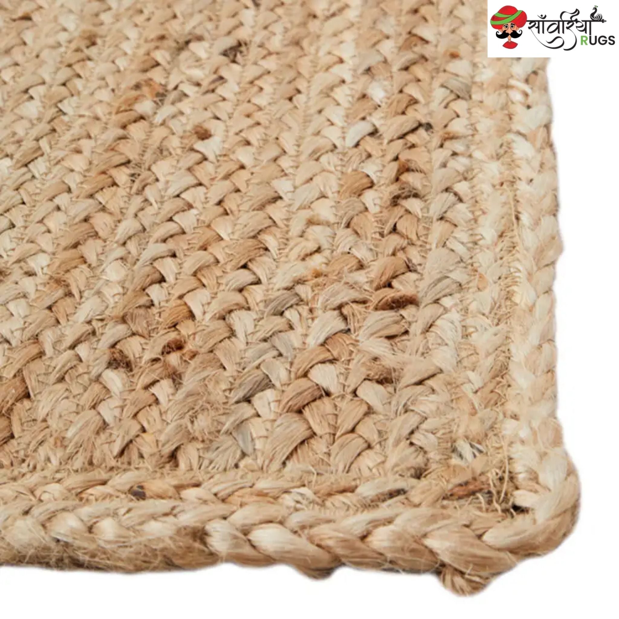 Multicolor Braided Jute Area Rug – Handmade Natural Fiber Carpet