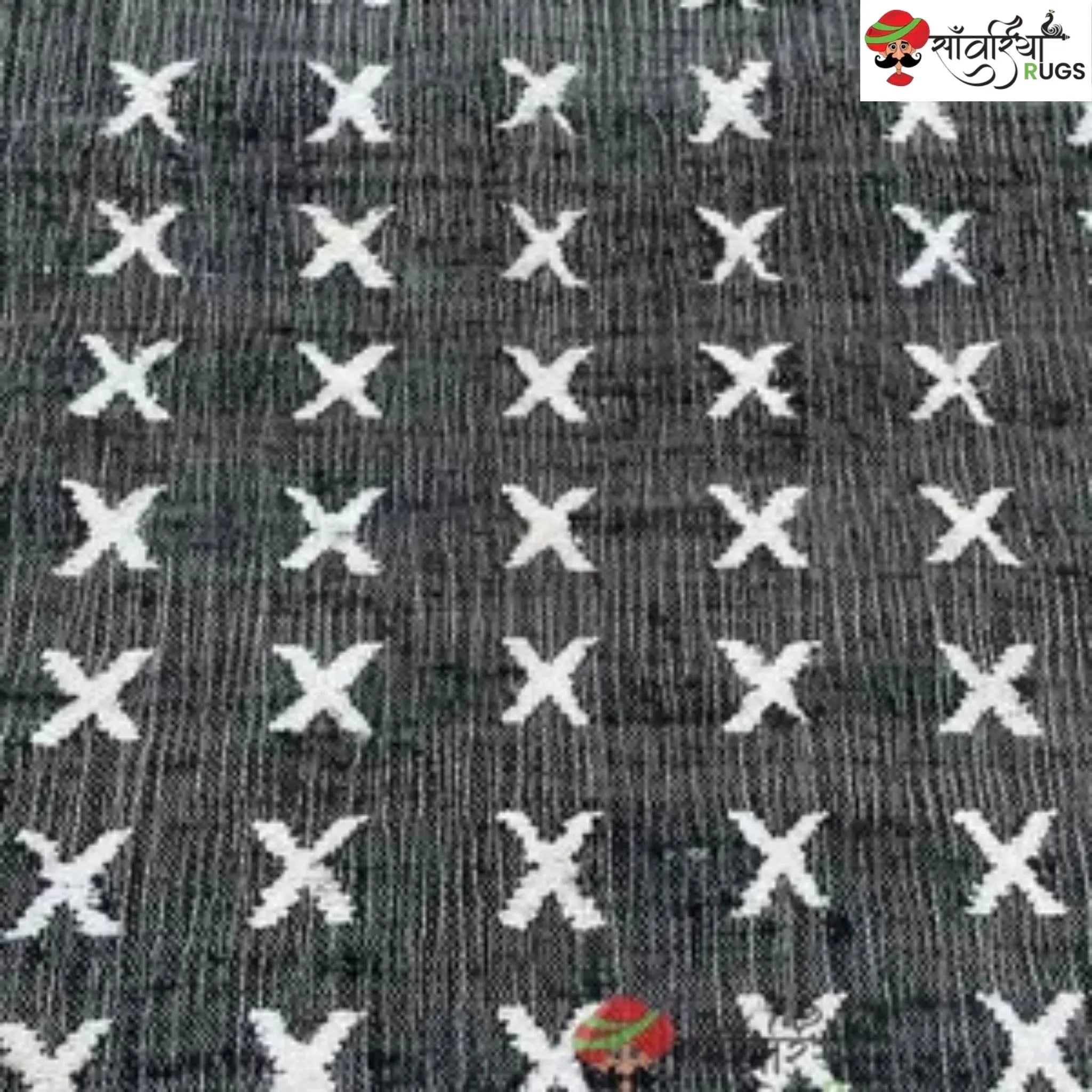 Sanwariya Rugs – Handwoven Jute Cotton Black & White Geometric Rug