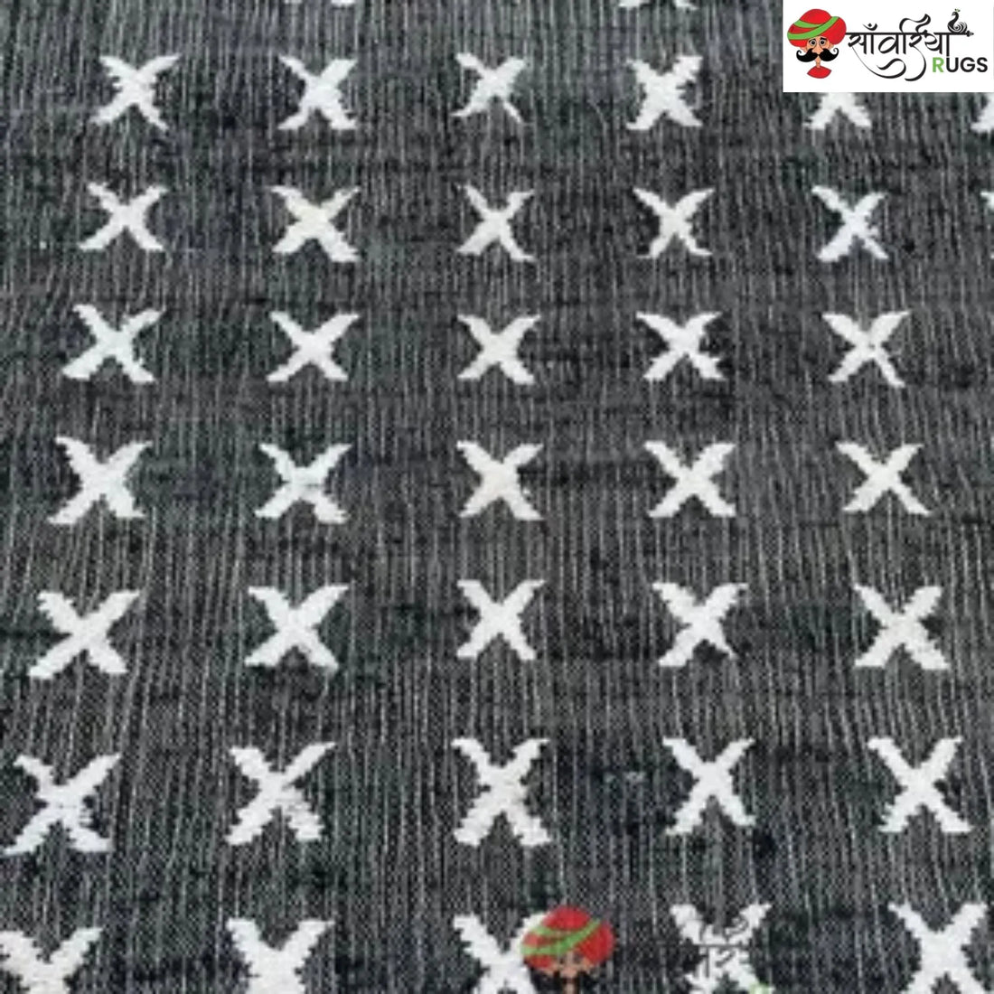 Sanwariya Rugs – Handwoven Jute Cotton Black & White Geometric Rug