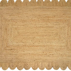 Scalloped Handmade Natura braided Jute  carpet Rectangle rugs and runner