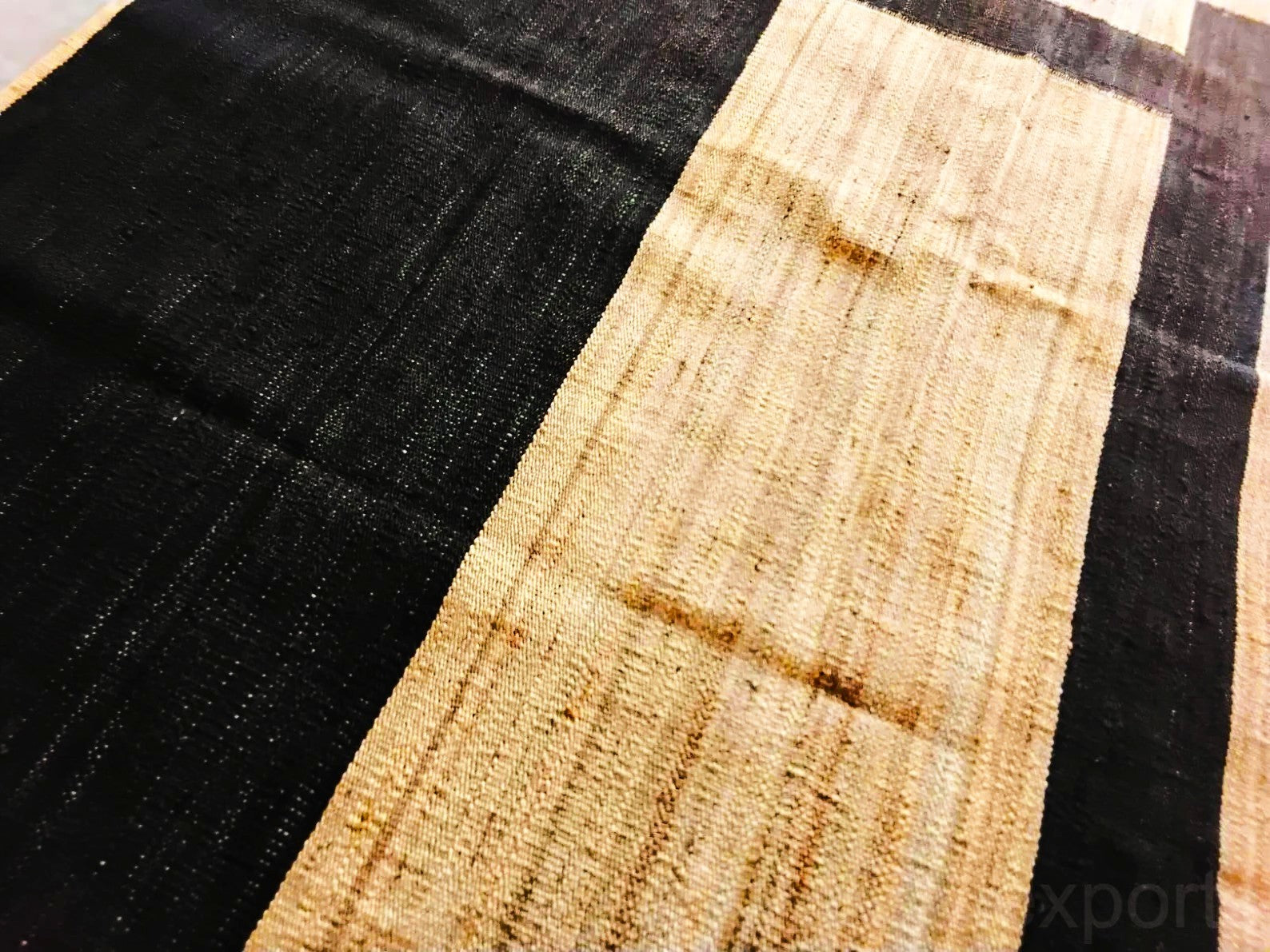 Natural Black Jute Rug | Handwoven Bohemian Hemp Floor Carpet | Eco-Friendly Braided Home Décor