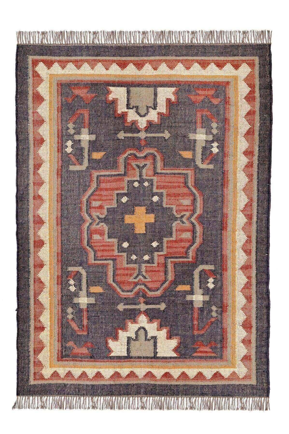 Sanwariya Rugs Export Kilim Sagrada Southwestern Geometric Area Rug, Premium Indian (8x10 Ft)