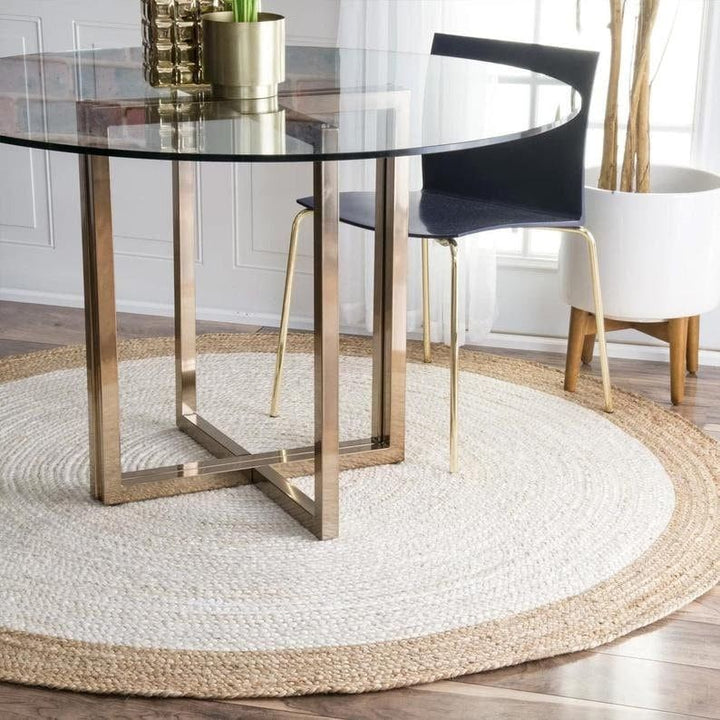 Handmade Round Jute Rug – Natural Bohemian Style Rug – Eco-Friendly Natural Fiber Floor Décor