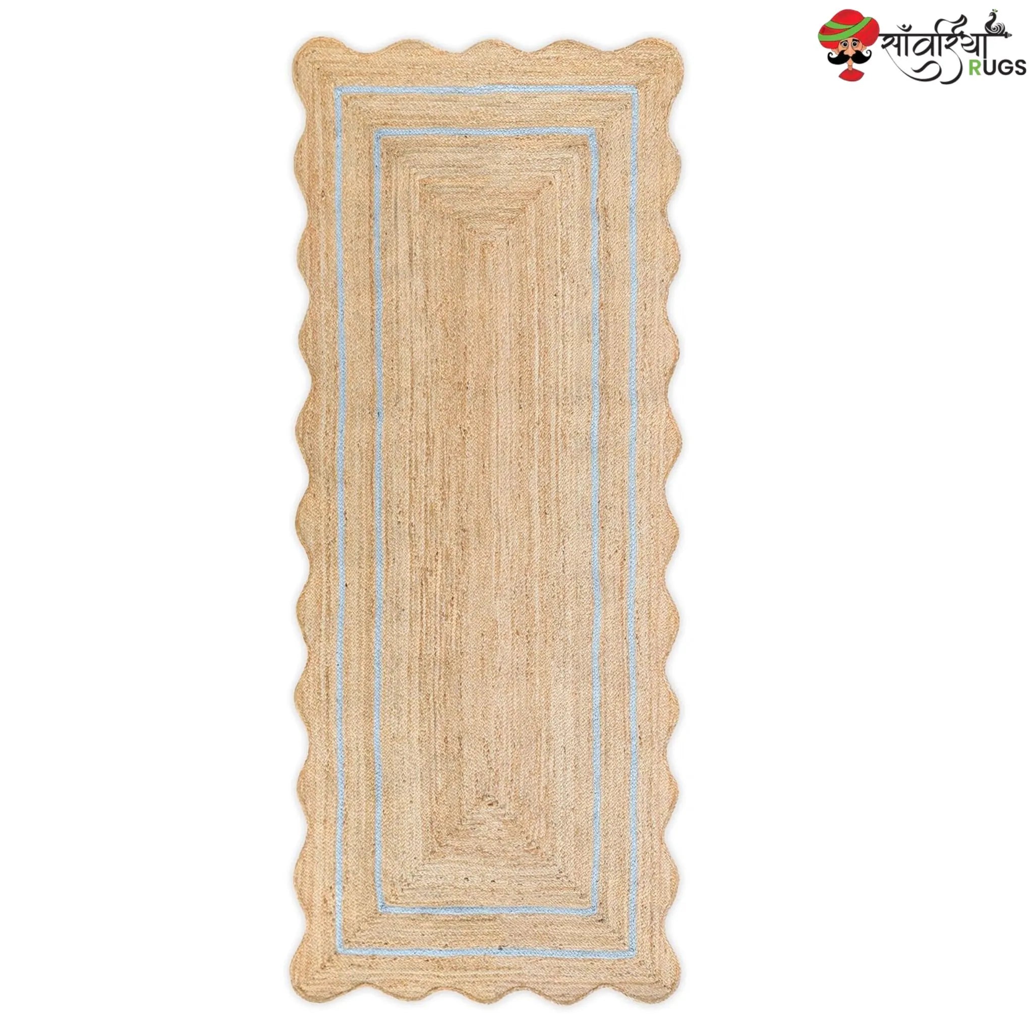 Wave Scalloped Natural Jute Runner – Multicolor