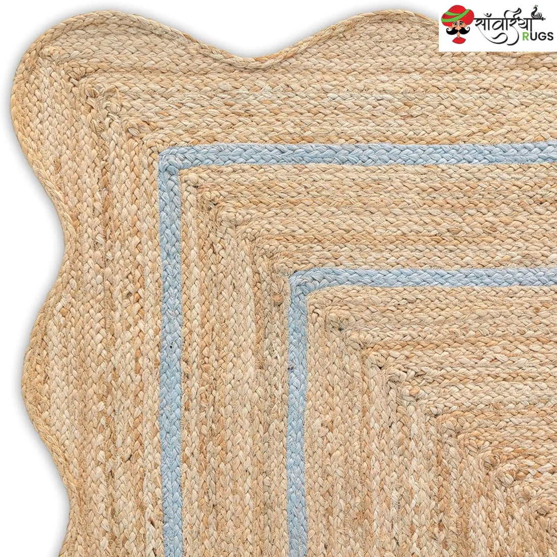 Wave Scalloped Natural Jute Runner – Multicolor