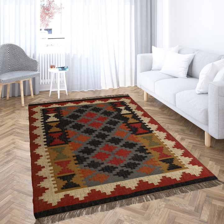 Kilim Wool Jute Rug for Handwoven Southwestern Interiors