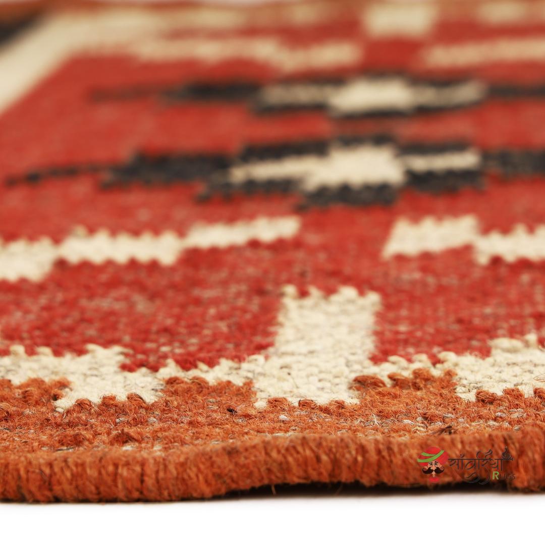 Handmade Kilim Rug  Handwoven Wool and Jute Rug Handmade Kilim Dhurrie Rug Motifs Oriental