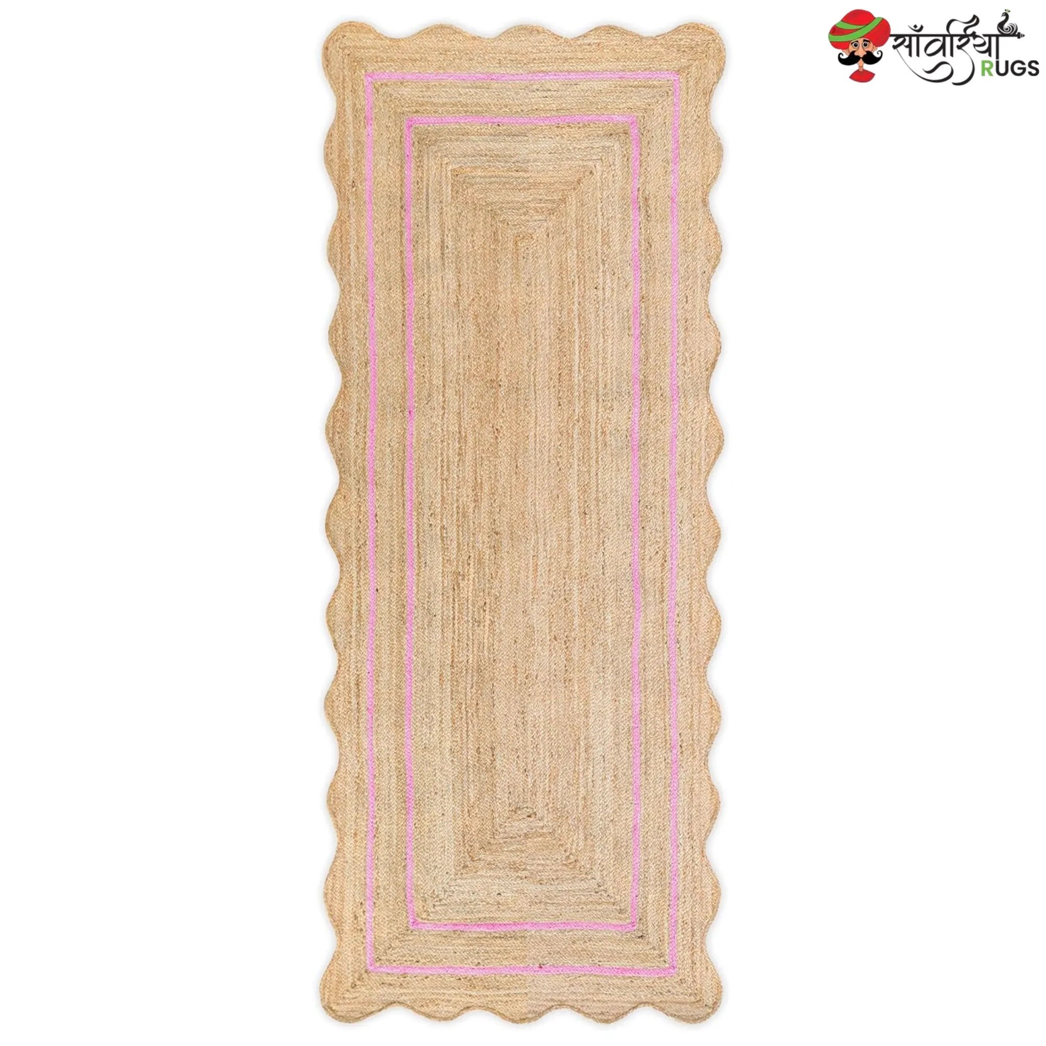 Wave Scalloped Natural Jute Runner – Multicolor