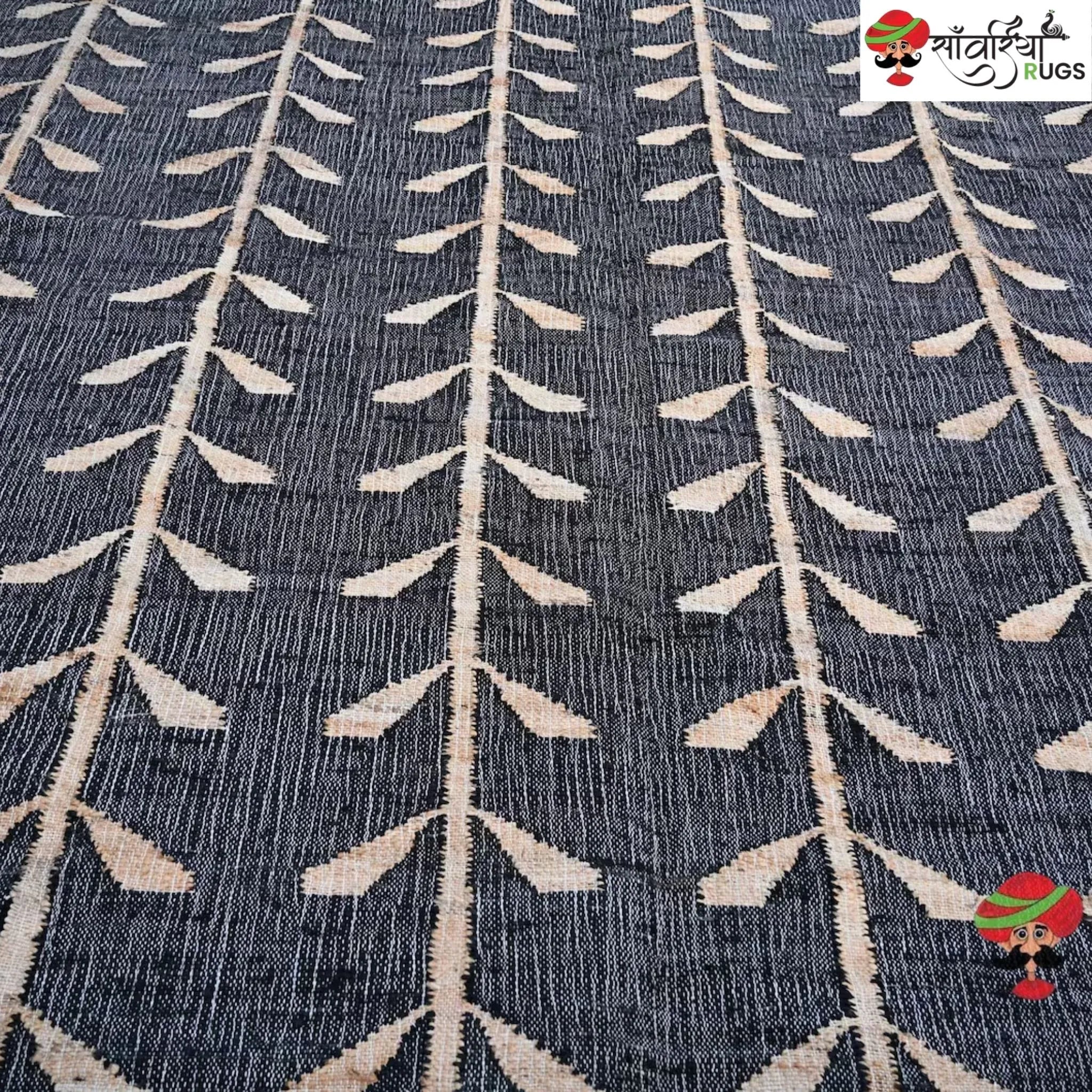 Handmade Bohemian Leaf Jute Cotton Area Rug