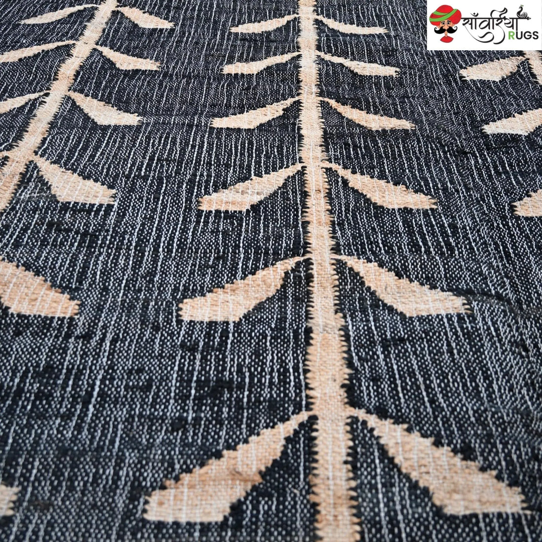 Handmade Bohemian Leaf Jute Cotton Area Rug