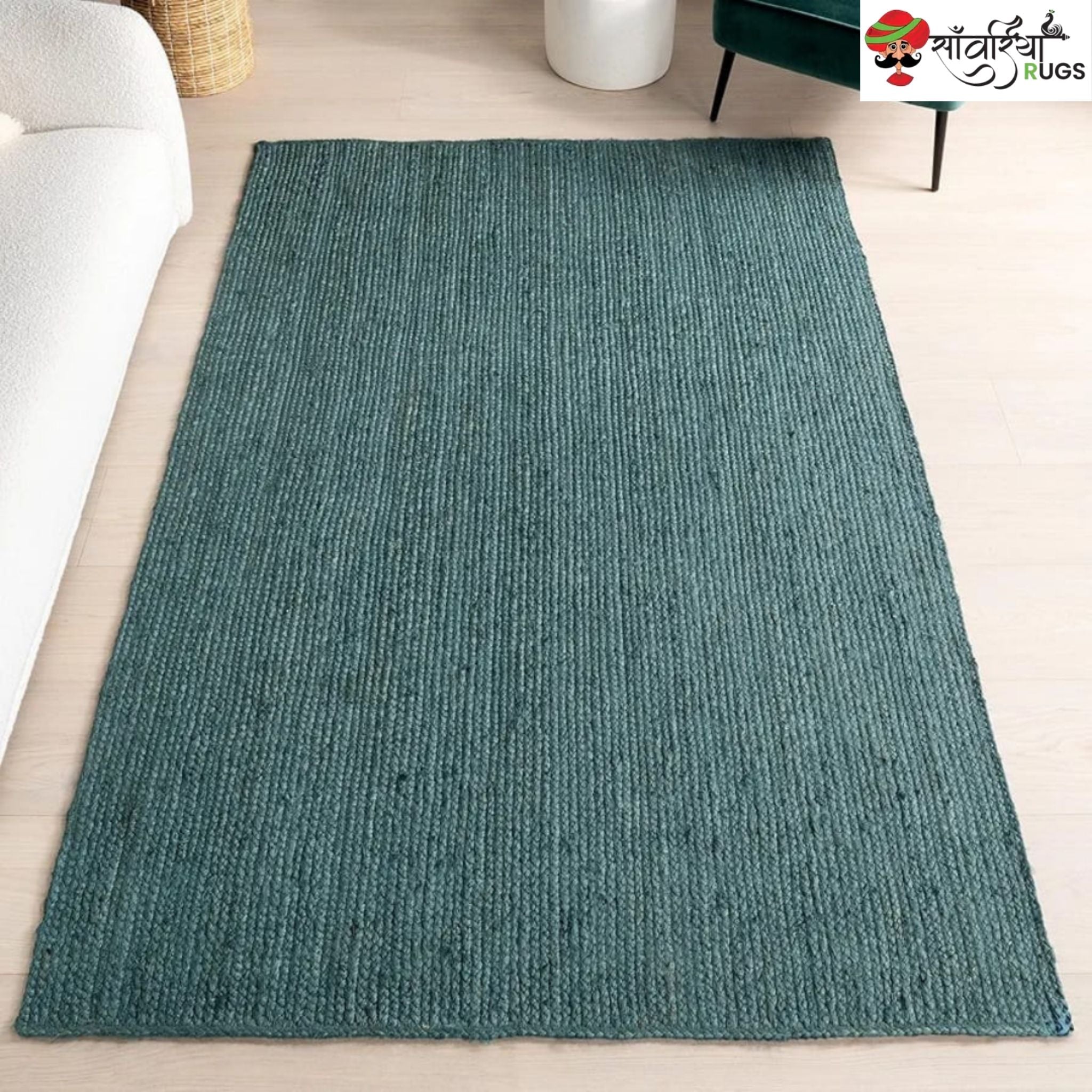 Multicolor Braided Jute Area Rug – Handmade Natural Fiber Carpet