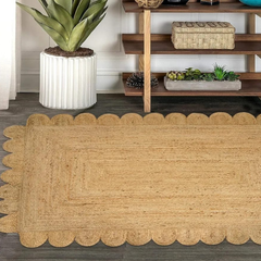 Scalloped Handmade Natura braided Jute  carpet Rectangle rugs and runner