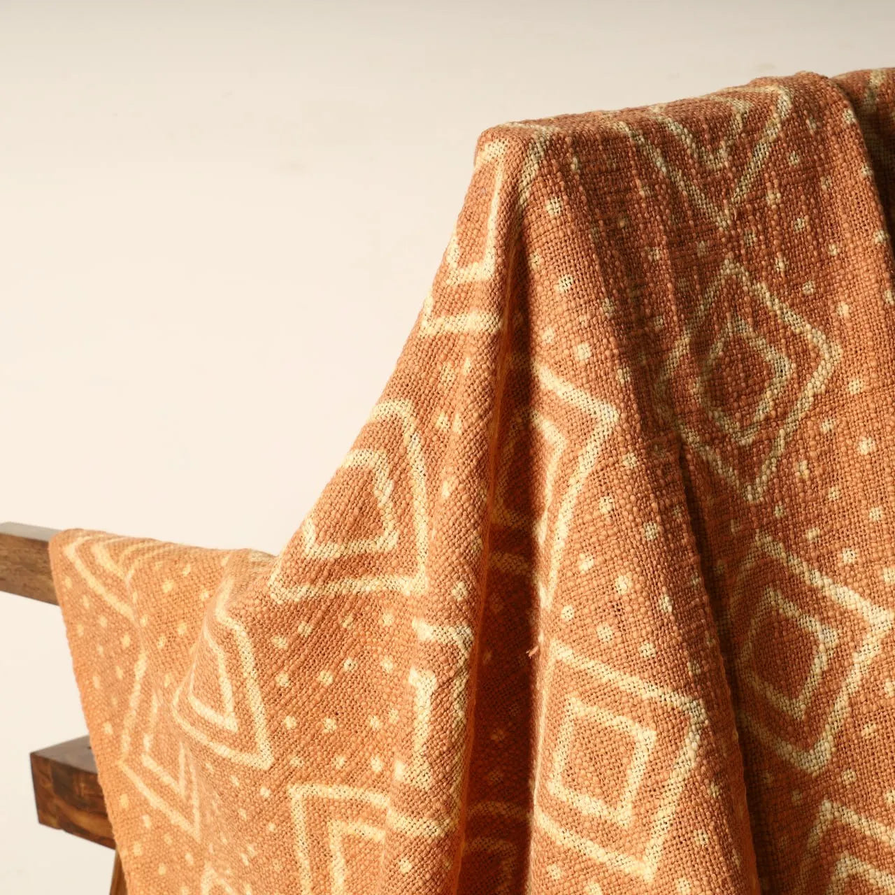 Burnt Orange Geometric Throw Blanket with Fringe | Sanwariya Rugs