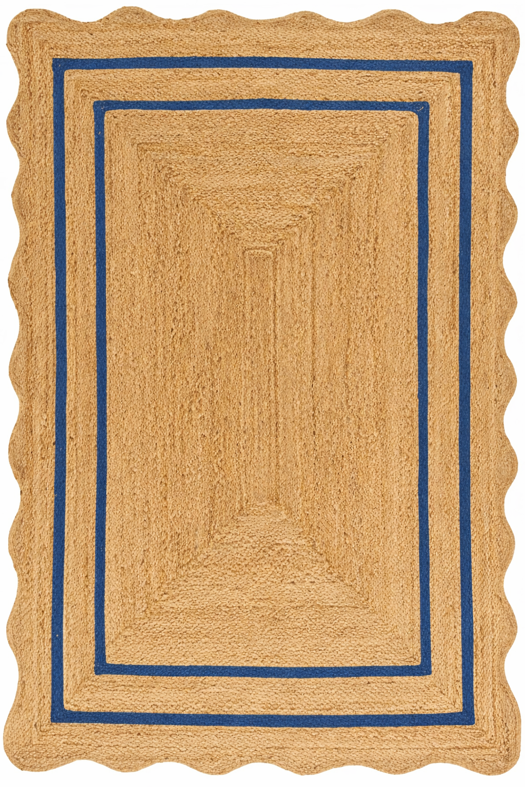 Natural Jute Wave Scalloped Area Rug – Handmade Braided Jute Rug