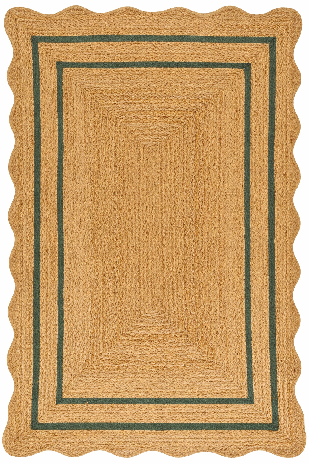 Natural Jute Wave Scalloped Area Rug – Handmade Braided Jute Rug