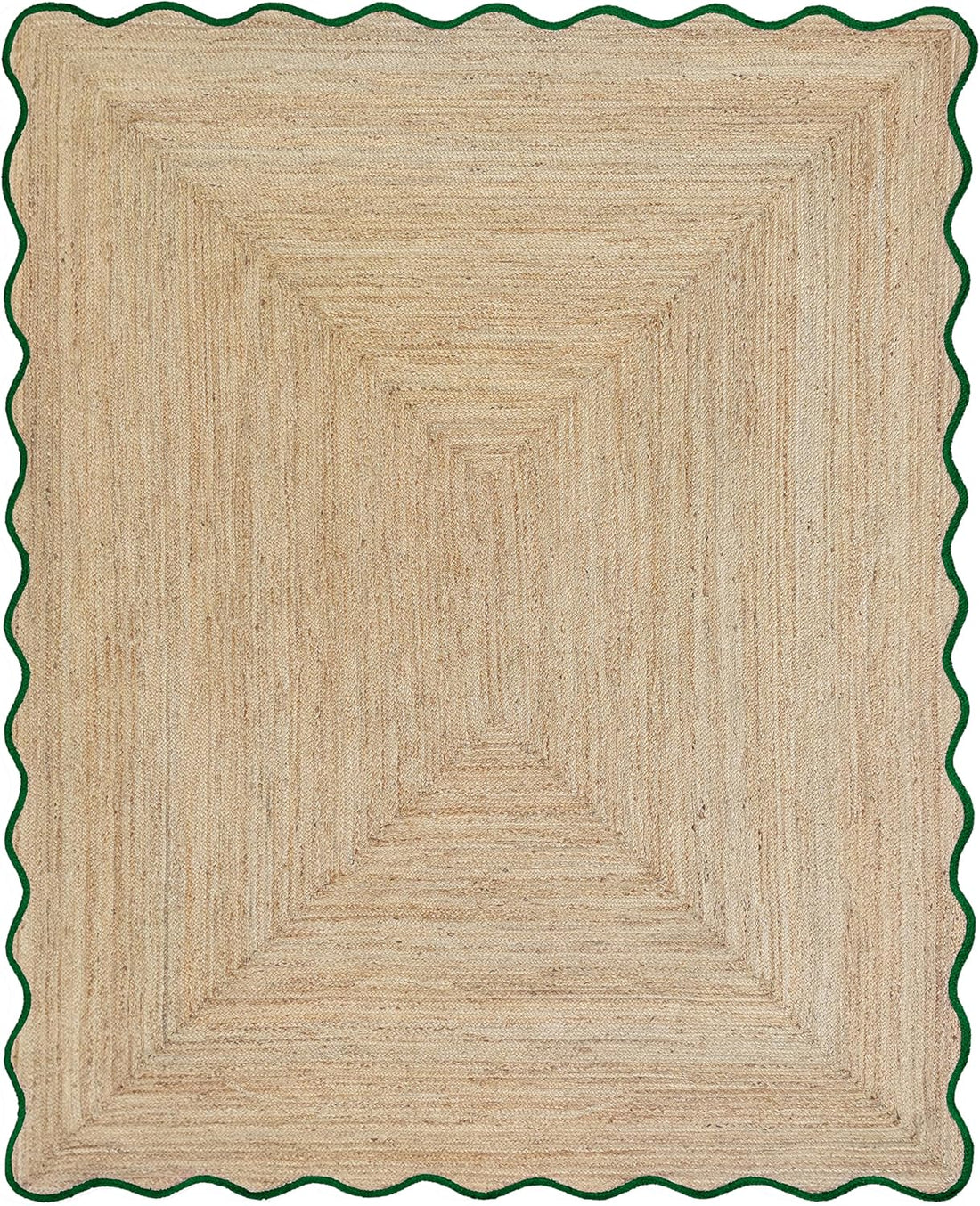Handwoven Jute Wave Scalloped Rug, Bohemian Decorative Rug, Custom Rug, Durable Area Rug