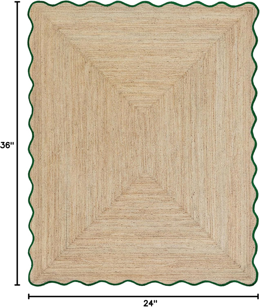 Handwoven Jute Wave Scalloped Rug, Bohemian Decorative Rug, Custom Rug, Durable Area Rug