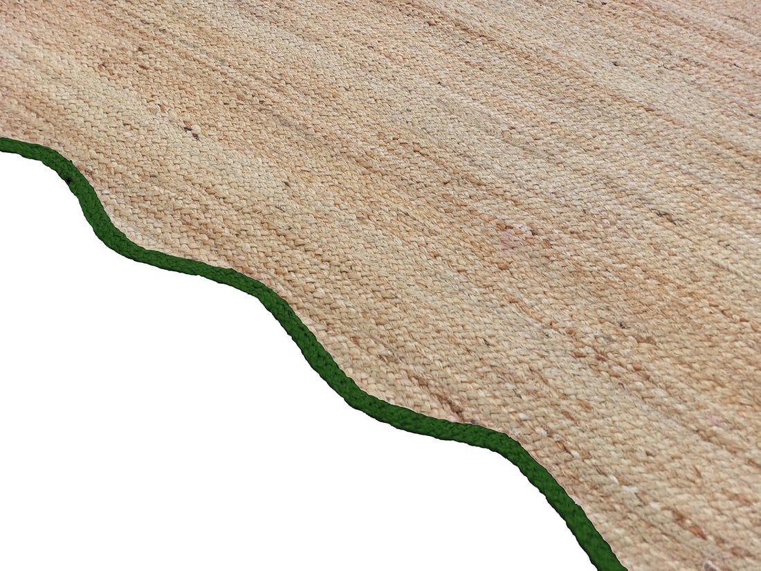 Handwoven Jute Wave Scalloped Rug, Bohemian Decorative Rug, Custom Rug, Durable Area Rug