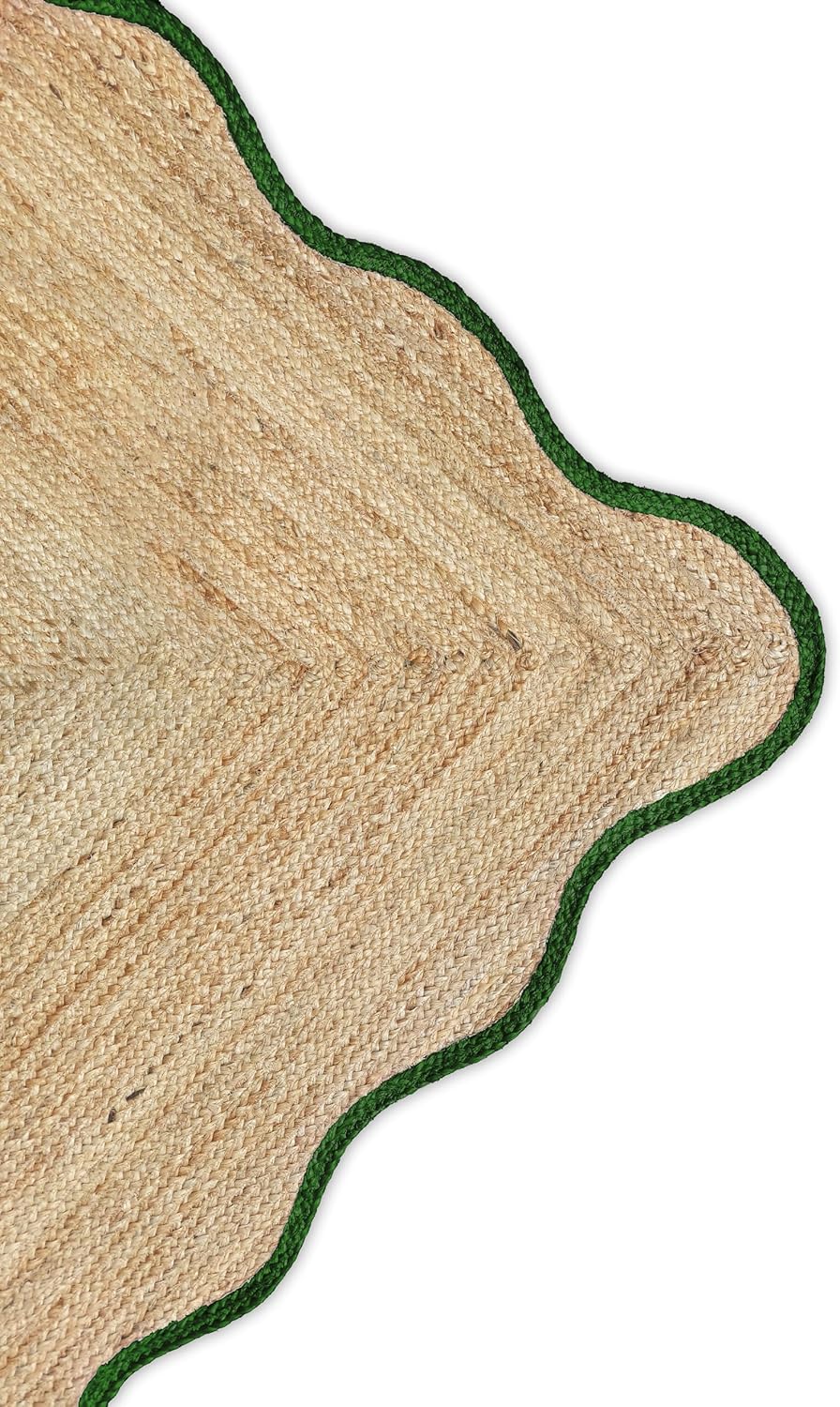 Handwoven Jute Wave Scalloped Rug, Bohemian Decorative Rug, Custom Rug, Durable Area Rug