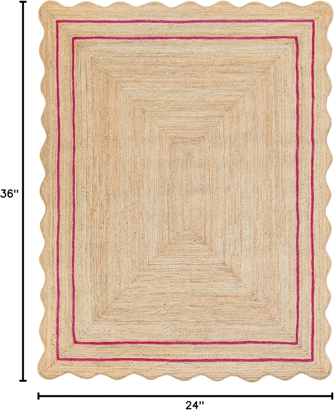 Sanwariya Handwoven Jute Scalloped Rug – Bohemian Decorative, Custom Size, Stain-Resistant