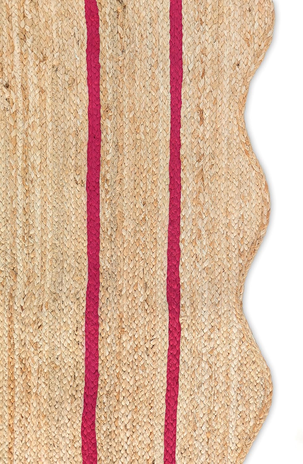 Sanwariya Handwoven Jute Scalloped Rug – Bohemian Decorative, Custom Size, Stain-Resistant