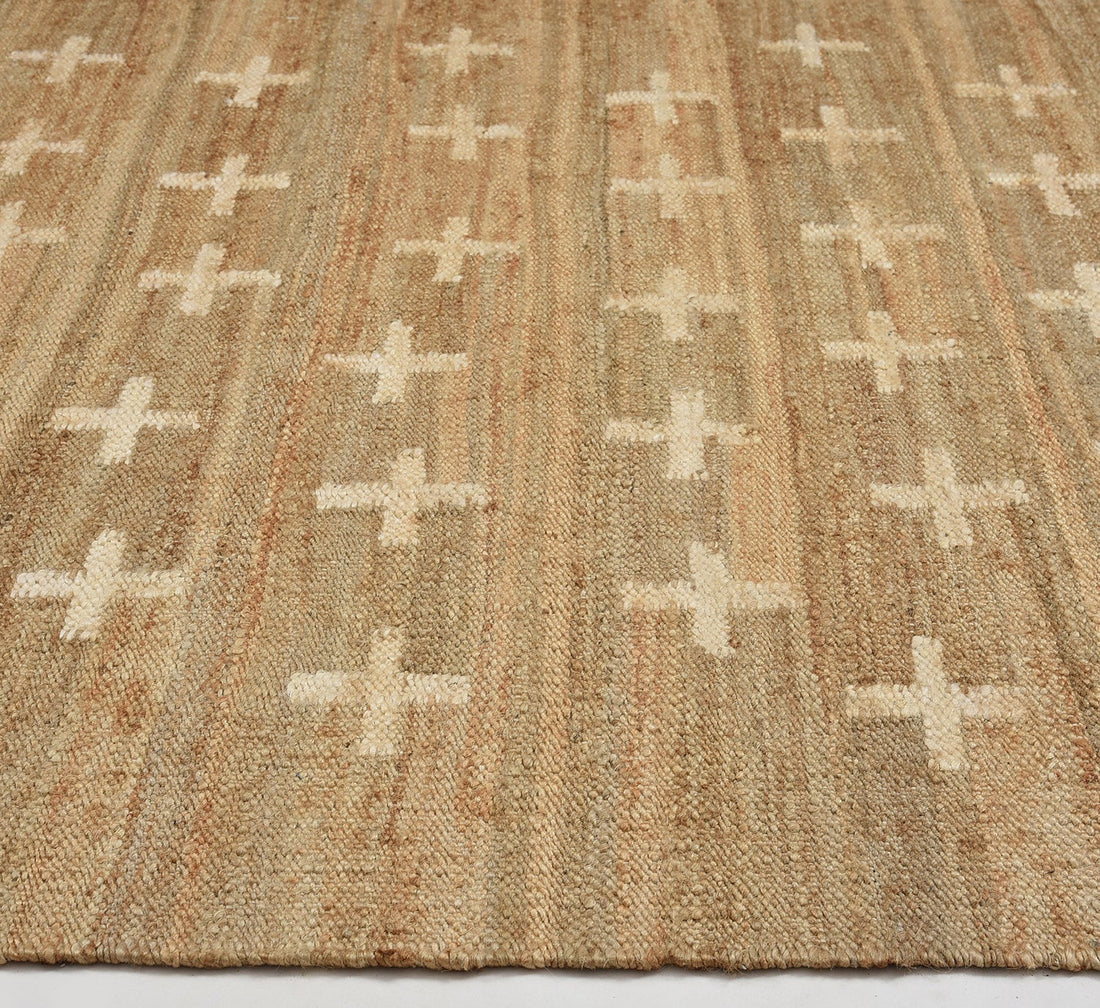 Handmade Natural & White Jute Rug – Eco-Friendly Area Rug