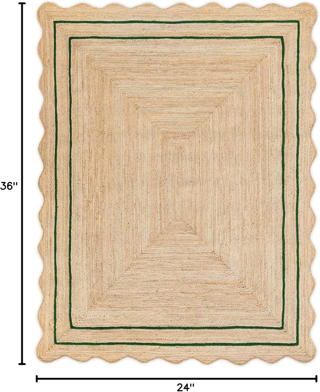 Sanwariya Handwoven Jute Scalloped Rug – Bohemian Decorative, Custom Size, Stain-Resistant