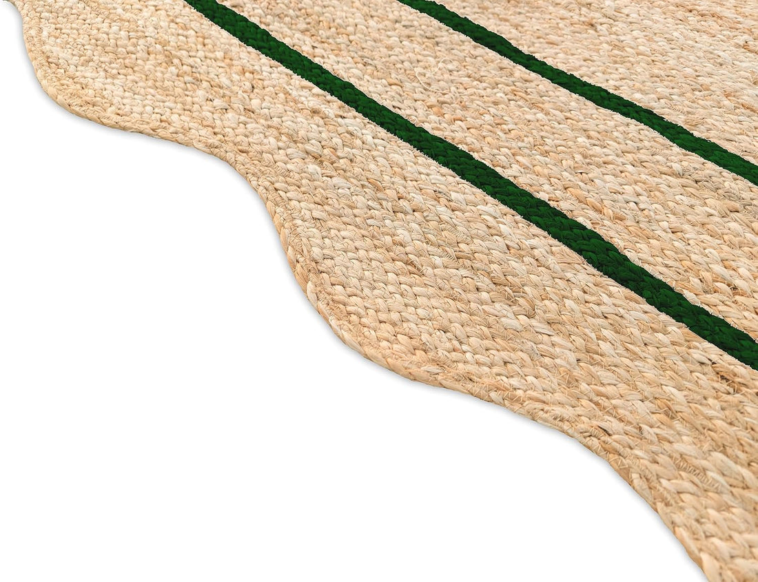 Sanwariya Handwoven Jute Scalloped Rug – Bohemian Decorative, Custom Size, Stain-Resistant
