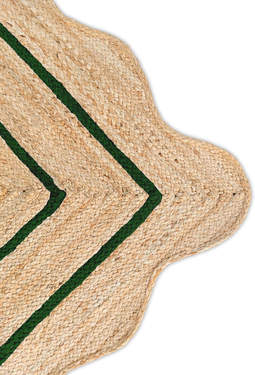Sanwariya Handwoven Jute Scalloped Rug – Bohemian Decorative, Custom Size, Stain-Resistant