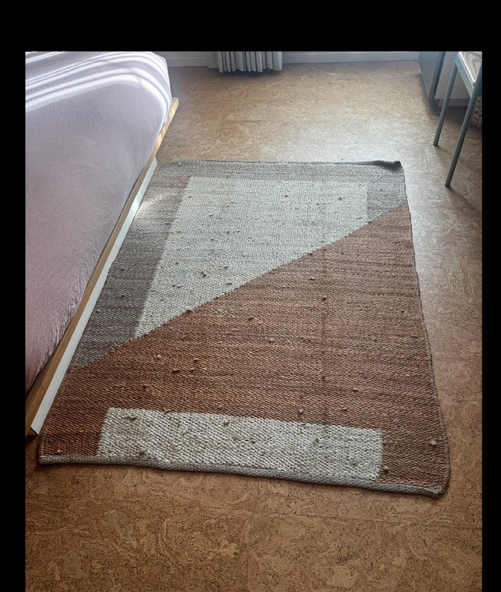 Handmade Natural & Off-White Hemp Jute Runner Rug | Handwoven Textured Hallway Runner