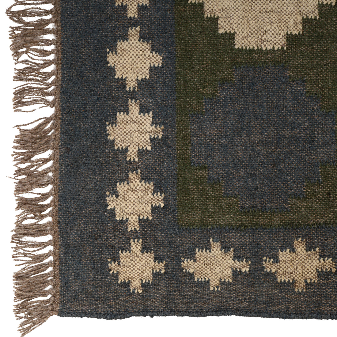 Handwoven Wool Jute Kilim Runner Rug – Traditional Indian Geometric Hallway Area Runner