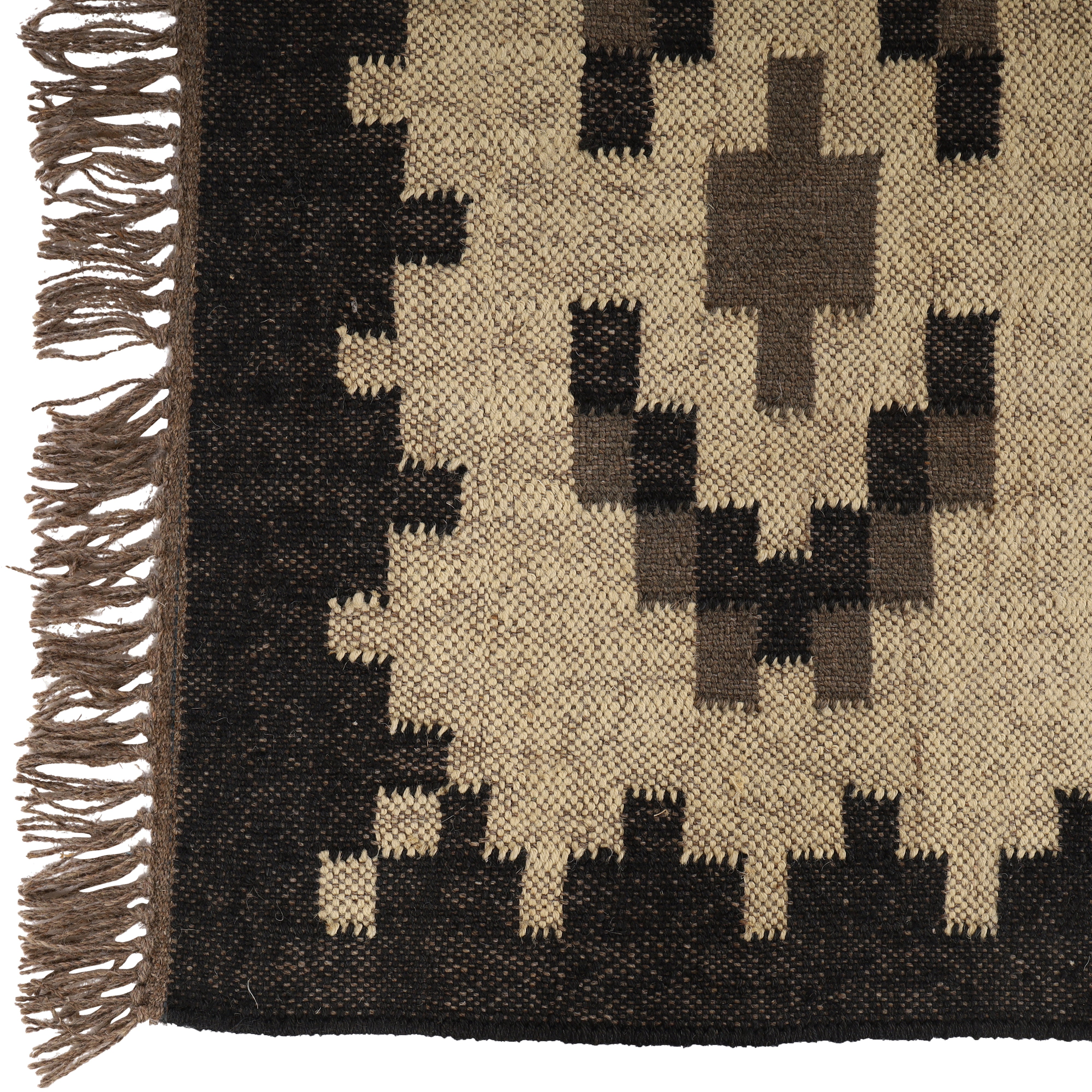 Handmade Wool Jute Kilim Runner Rug for Bohemian Oriental Interiors