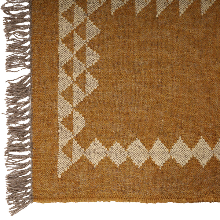 Handwoven Wool Jute Runner Rug for Geometric Kilim Interiors