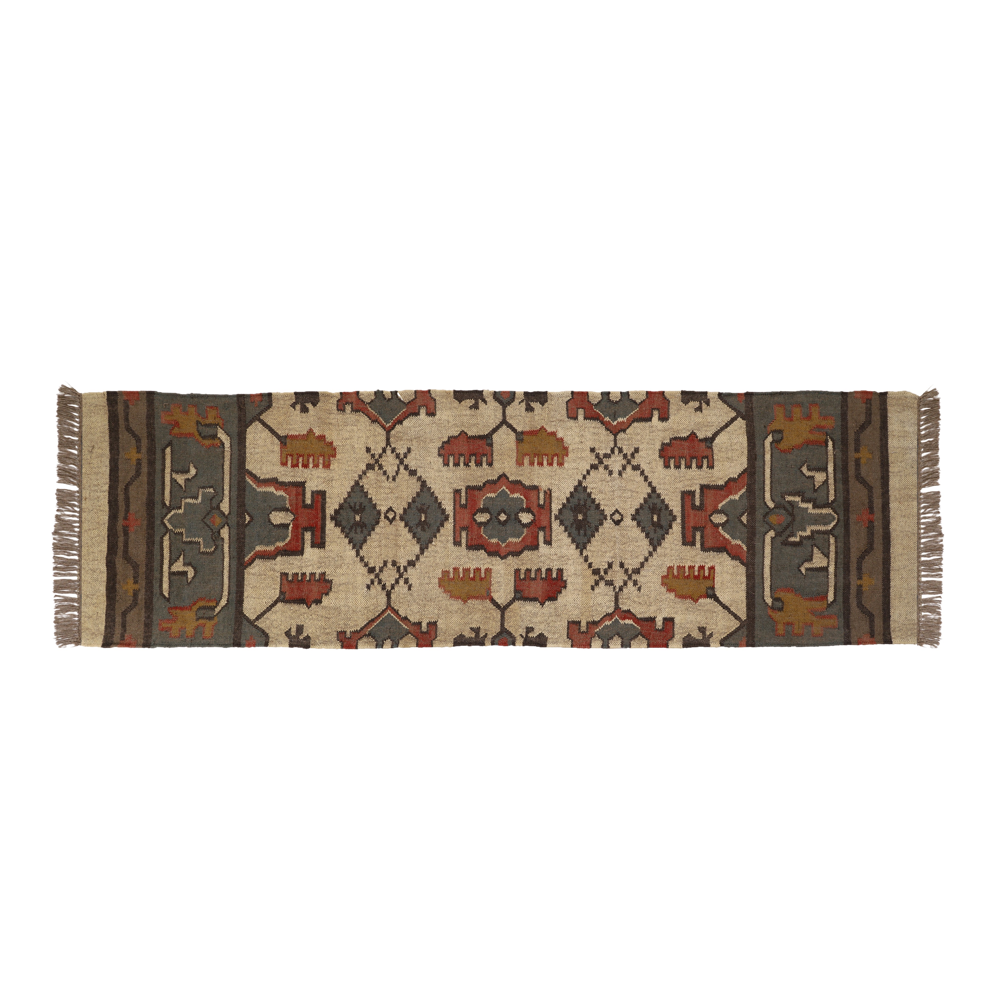 Natural Wool Jute Kilim Runner Rug for Modern Interiors