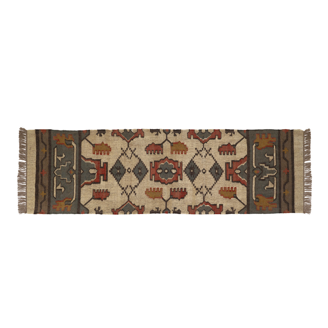 Natural Wool Jute Kilim Runner Rug for Modern Interiors