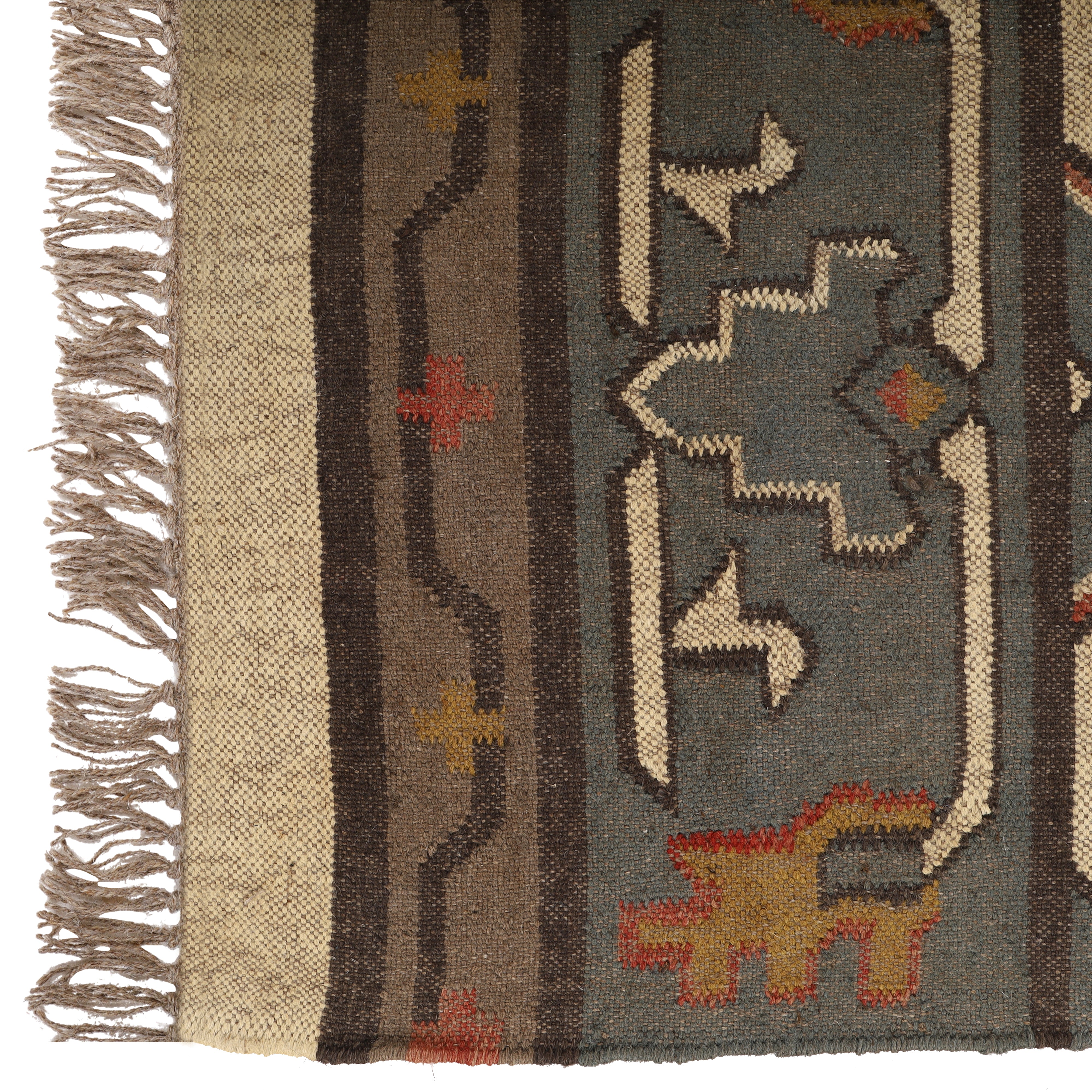 Natural Wool Jute Kilim Runner Rug for Modern Interiors