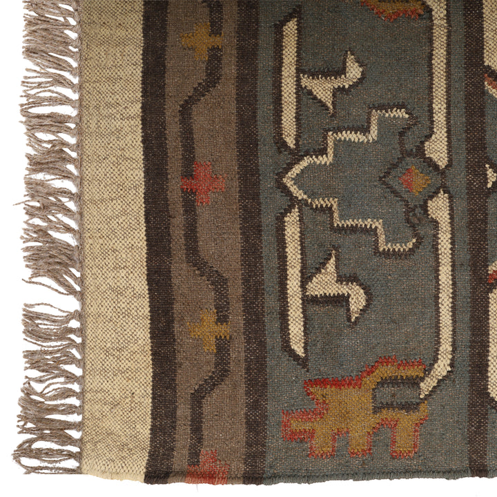 Natural Wool Jute Kilim Runner Rug for Modern Interiors